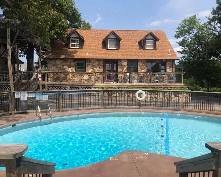 Outdoor pool at Eagles Nest Motel & Lounge on the Bagnell Dam Strip, Lake Ozark